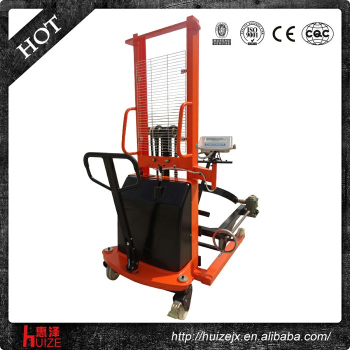 半電動(dòng)稱重油桶車（夾鐵桶，手搖翻轉(zhuǎn)倒料）